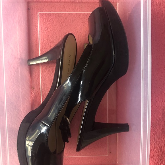 Nine West size 7.5 black patent leather sling backs - Picture 11 of 12
